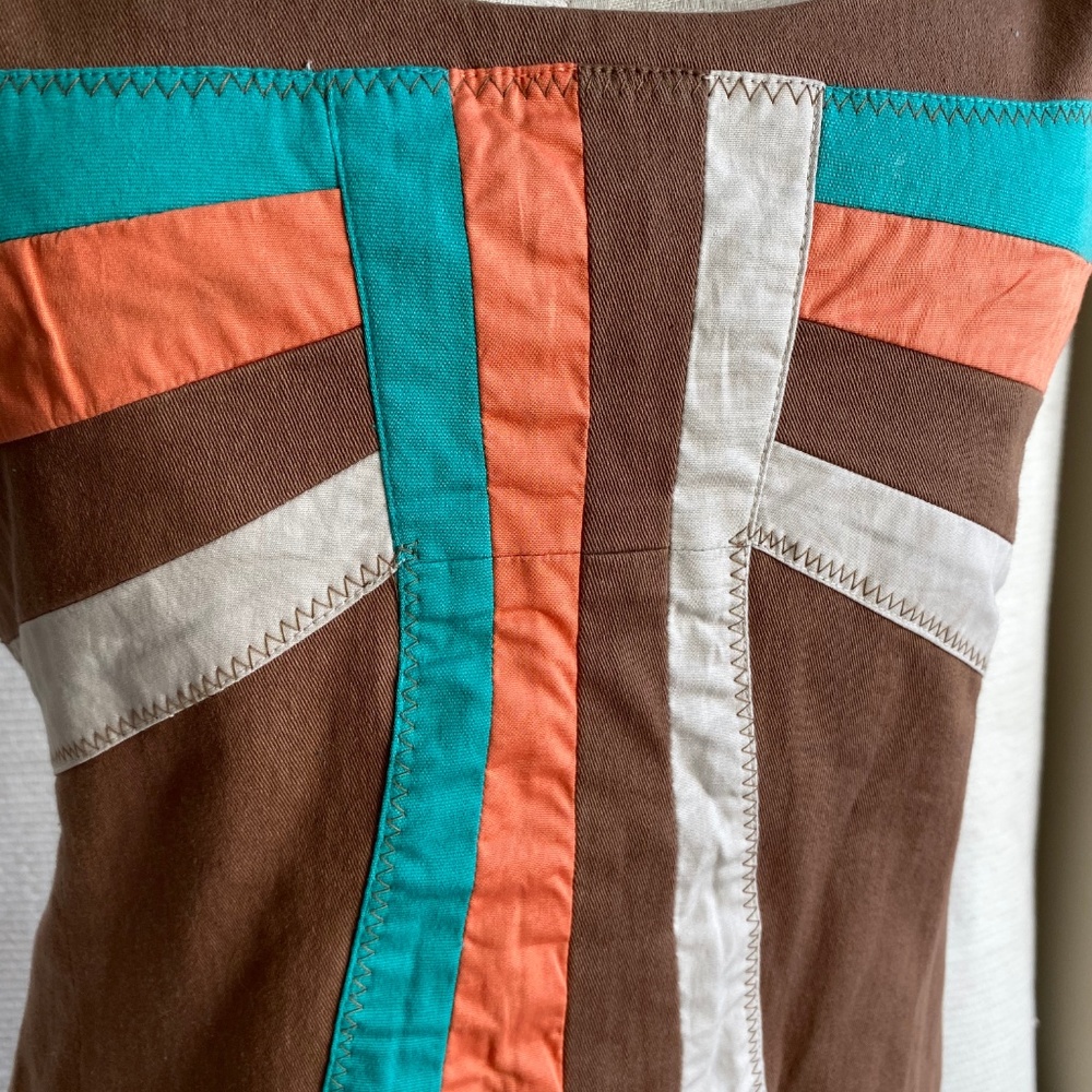 Anthropologie 70s Retro Modern Bow A-Line Dress - Picture 2 of 8